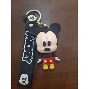 NIB Disney Mickey Mouse 3D Keychain Figure Backpack Clip Keyring Pendant Wristle